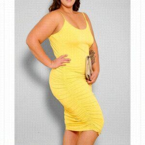 K Too Yellow Bodycon long dress Large​​​​​​​
